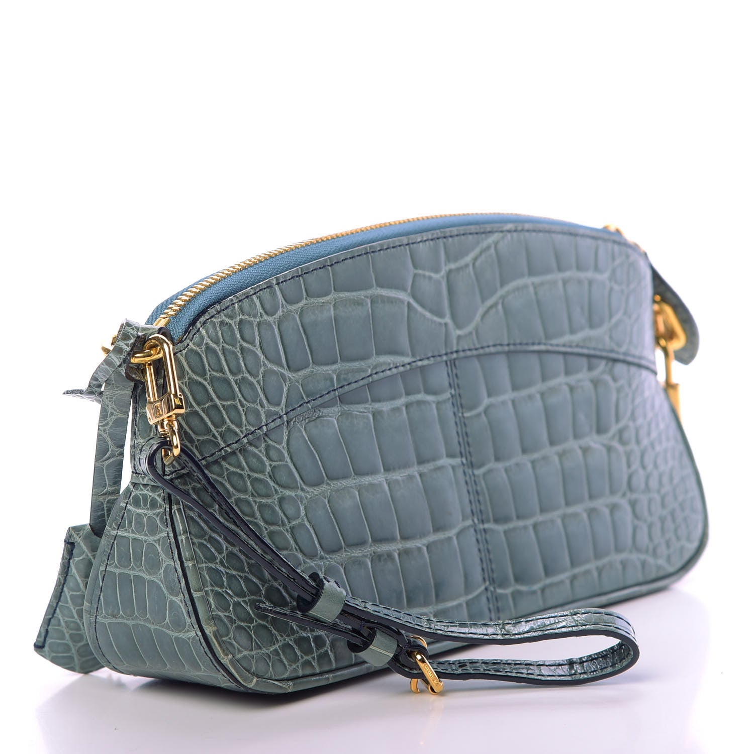 Louis Vuitton Crocodile Lockit Clutch Blue 3 of 8