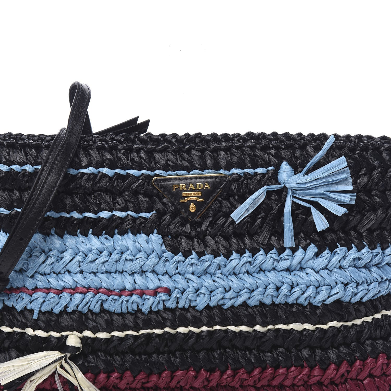 Prada Raffia Woven Crossbody Black 7 of 10