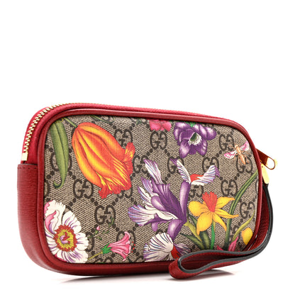 Gucci GG Supreme Monogram Flora Web Ophidia Wristlet Bag Red 3 of 8