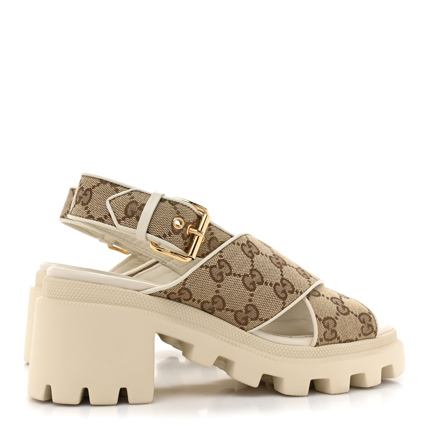 Monogram Granada Kid Trip 40/72mm Lug Sole Sandals 38 Beige Ebony Mystic White