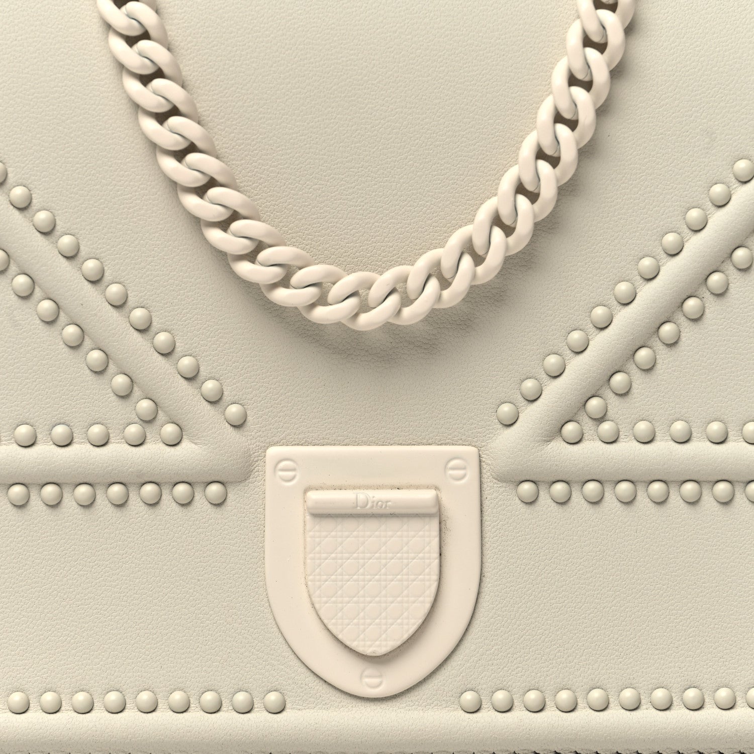 Christian Dior Ultra Matte Calfskin Studded Diorama Wallet on Chain Pouch Off White 8 of 13