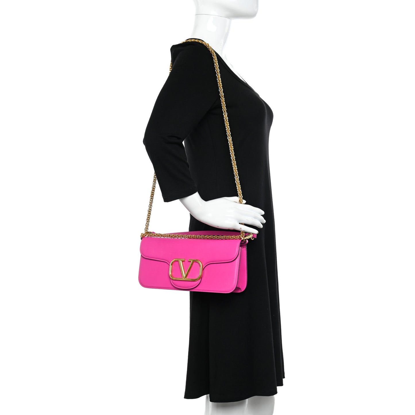 Calfskin Vlogo Loco Shoulder Bag Pink PP