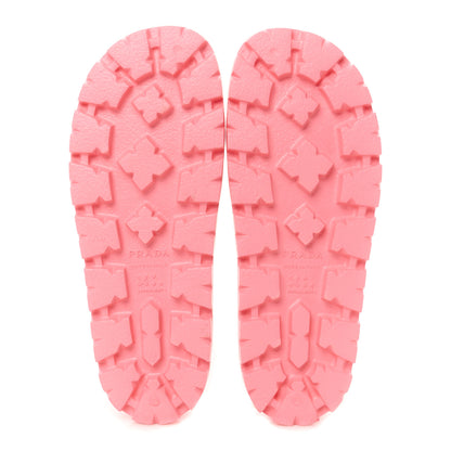 Prada EVA Rubber Triangle Logo Embossed Womens Lug Sole 20mm Slide Sandals 37 Begonia 6 of 10