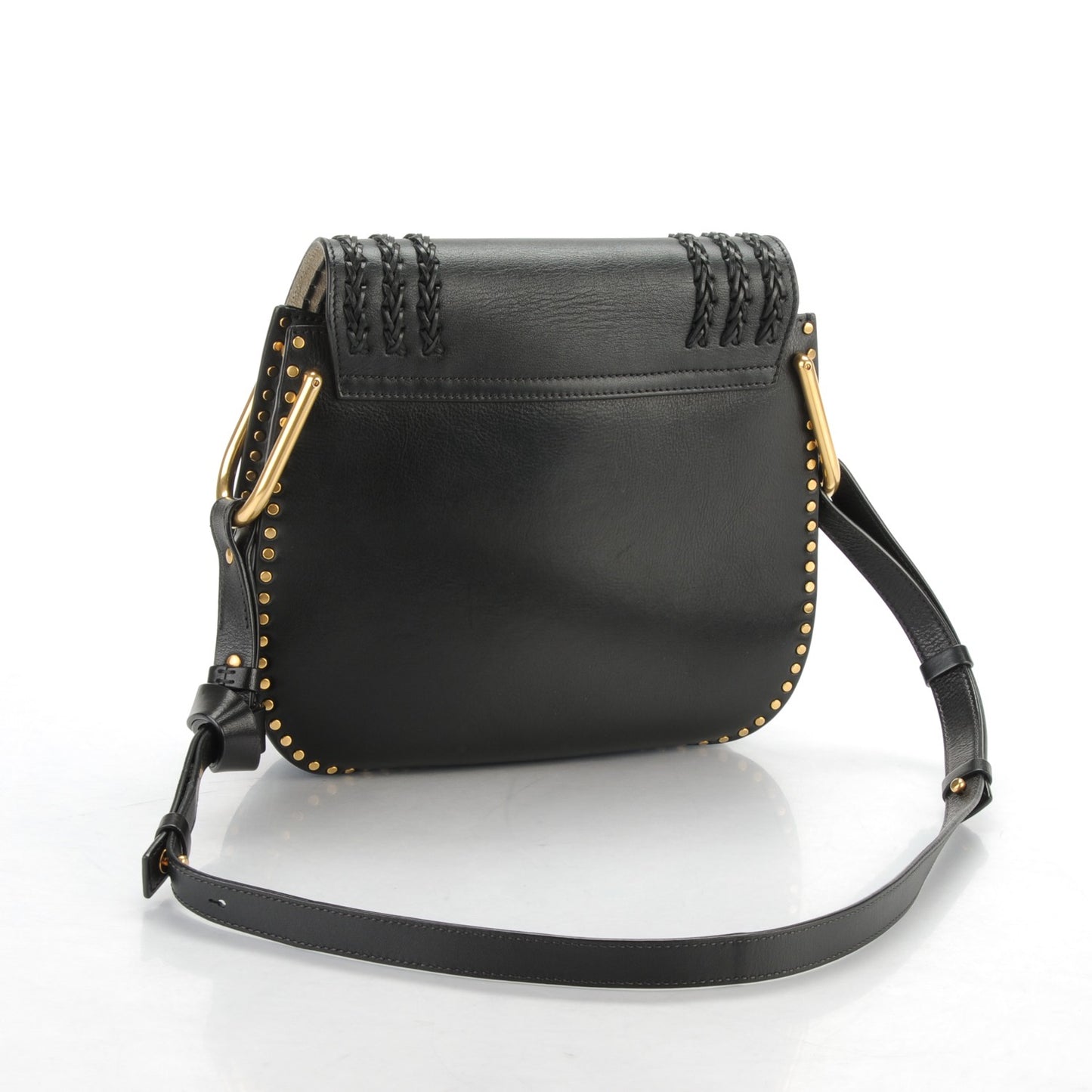 Calfskin Braided Medium Hudson Shoulder Bag Black