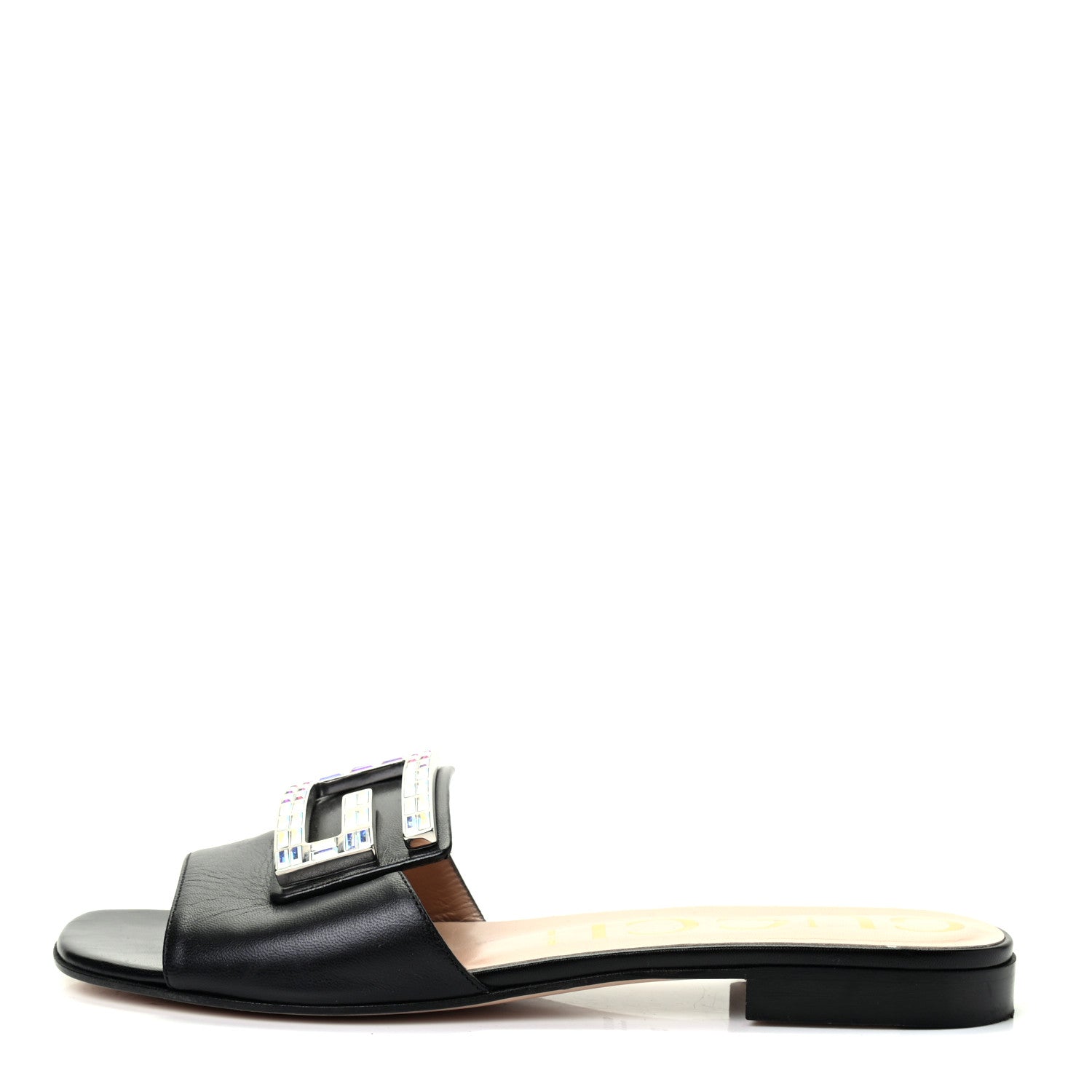 Gucci Malaga Kid Crystal Square G Madelyn Slide Sandals 39 Black 1 of 8