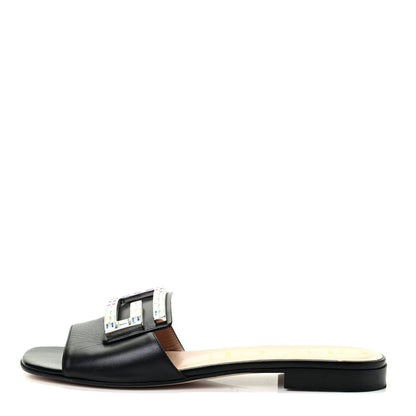 Gucci Malaga Kid Crystal Square G Madelyn Slide Sandals 39 Black 1 of 8