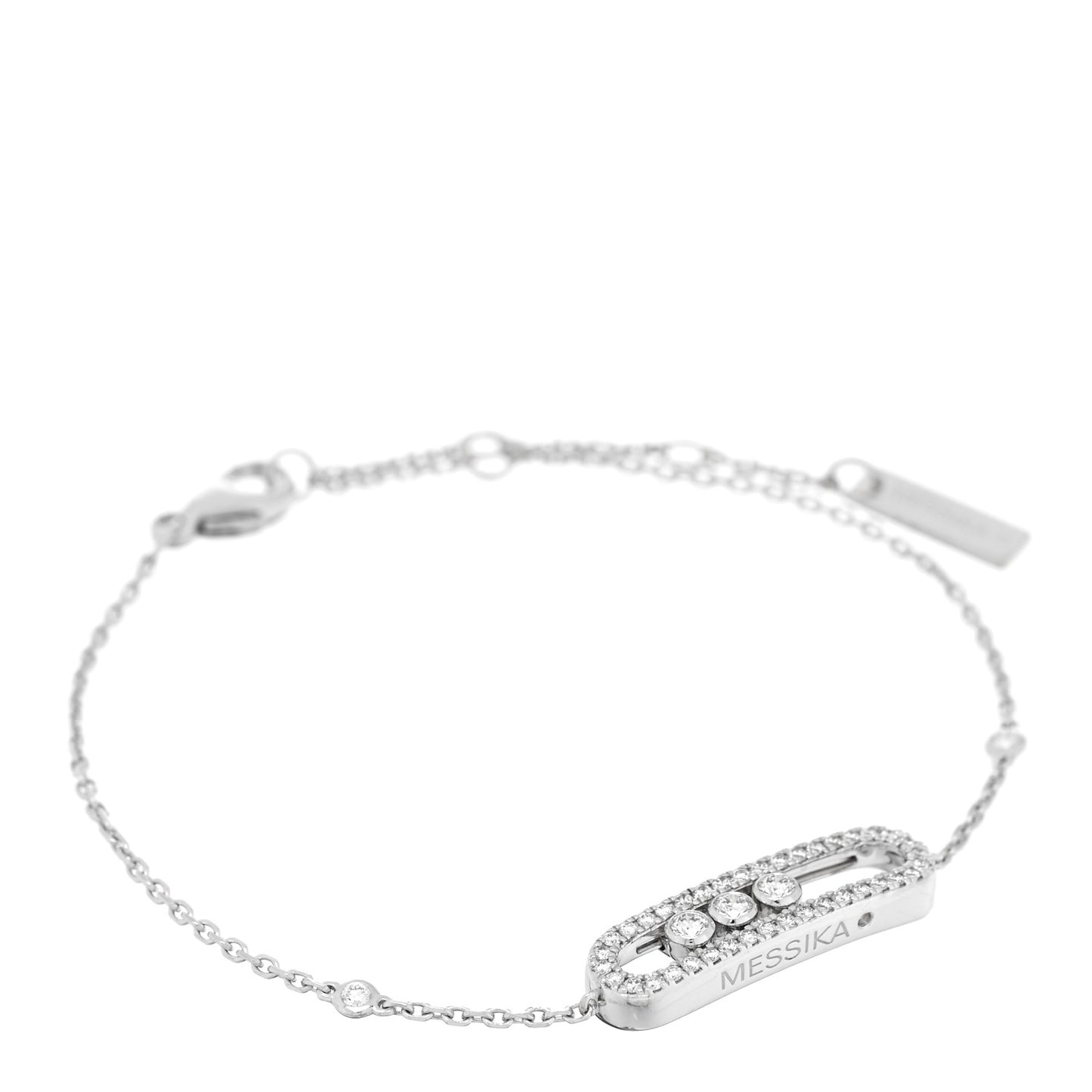 18K White Gold Diamond Classic Baby Move Pave Bracelet