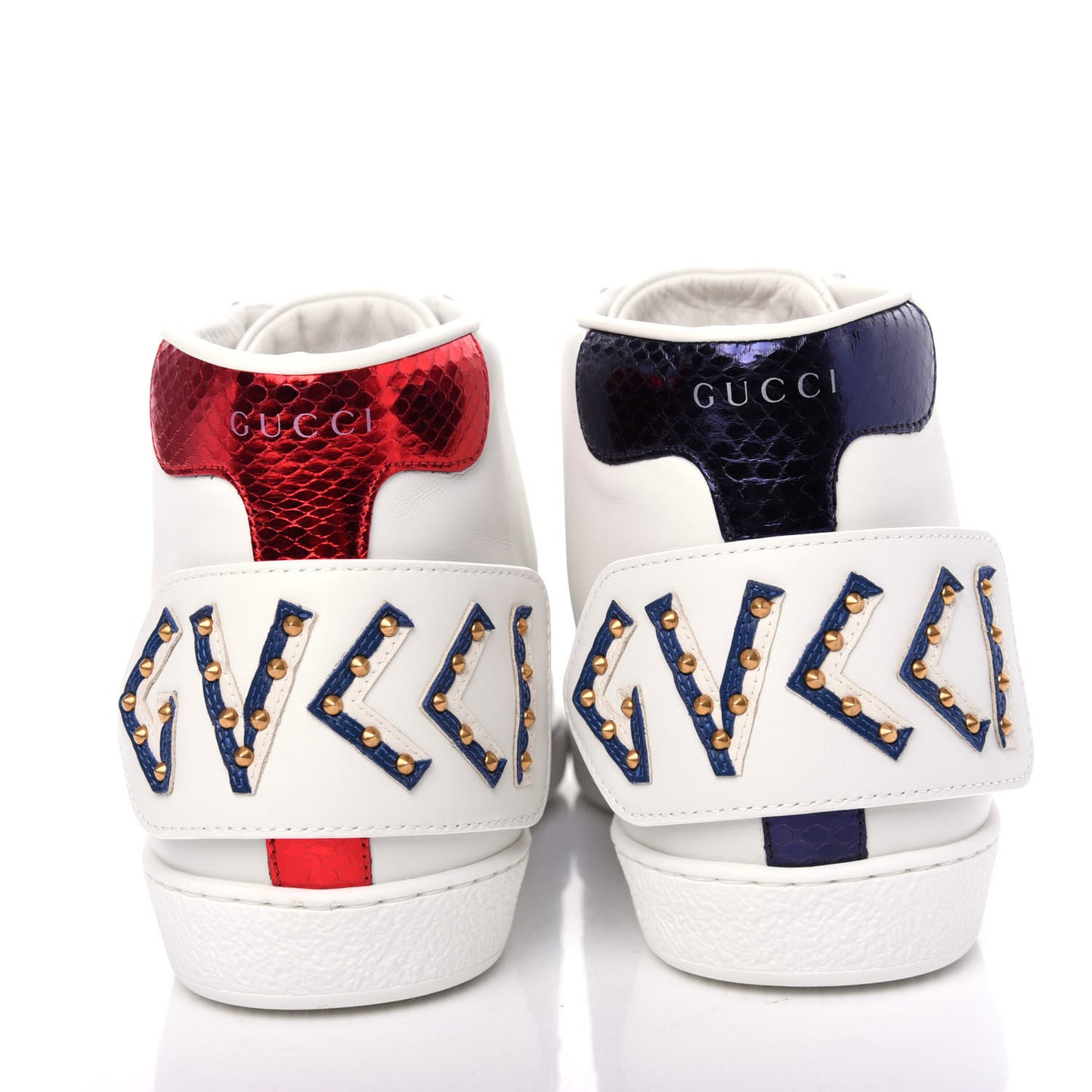 Calfskin Ayers Embroidered Web Mens Ace Removable Patches High Top Sneakers 9.5 White