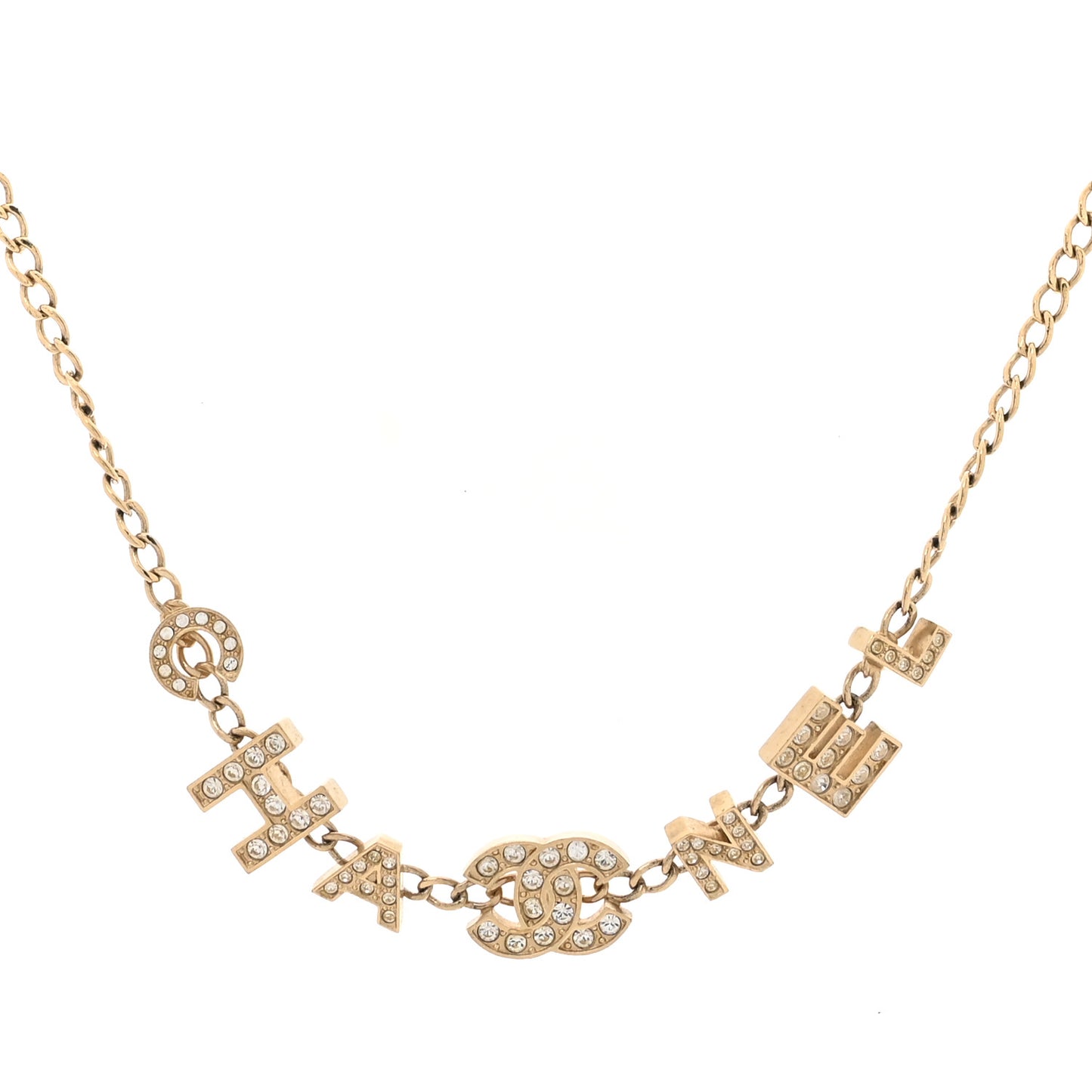 Crystal CC Letter Chain Necklace Gold