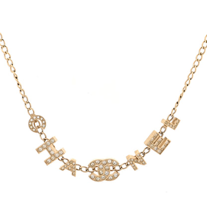 Chanel Crystal CC Letter Chain Necklace Gold 1 of 5