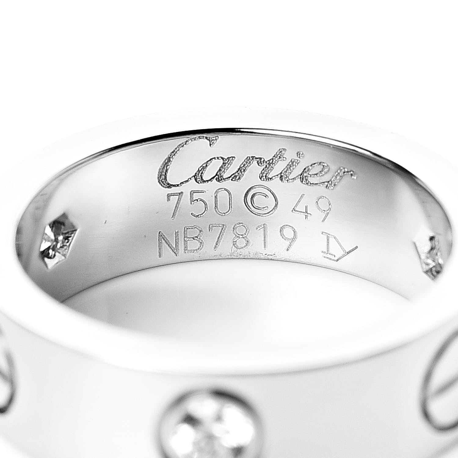 Cartier 18K White Gold 3 Diamond 5.5mm LOVE Ring 49 4.75 4 of 4