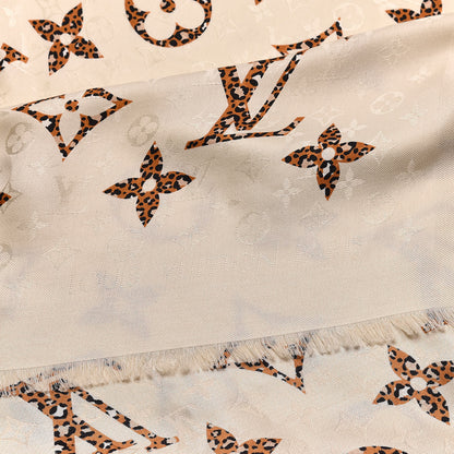 Louis Vuitton Wool Silk Monogram Giant Jungle Shawl Beige 4 of 4