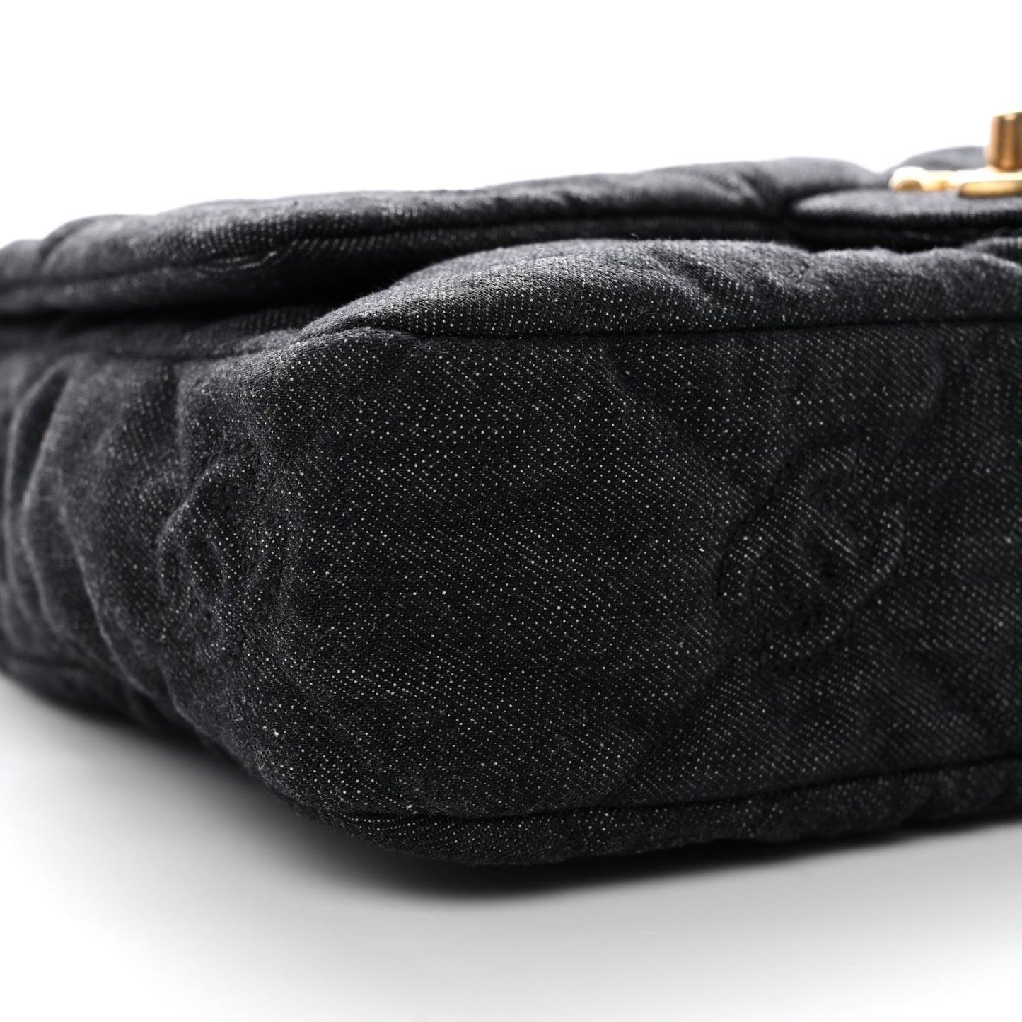 Denim Quilted Medium Funky Town Flap Black