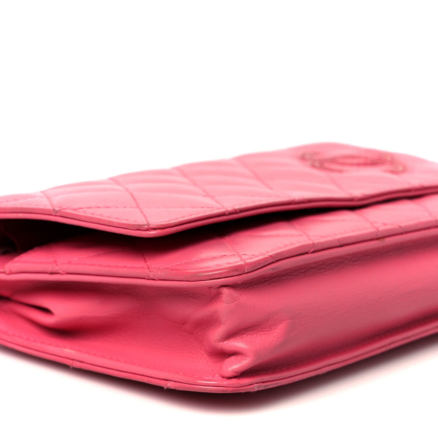Chanel Lambskin Quilted Wallet On Chain WOC Pink 10 of 11