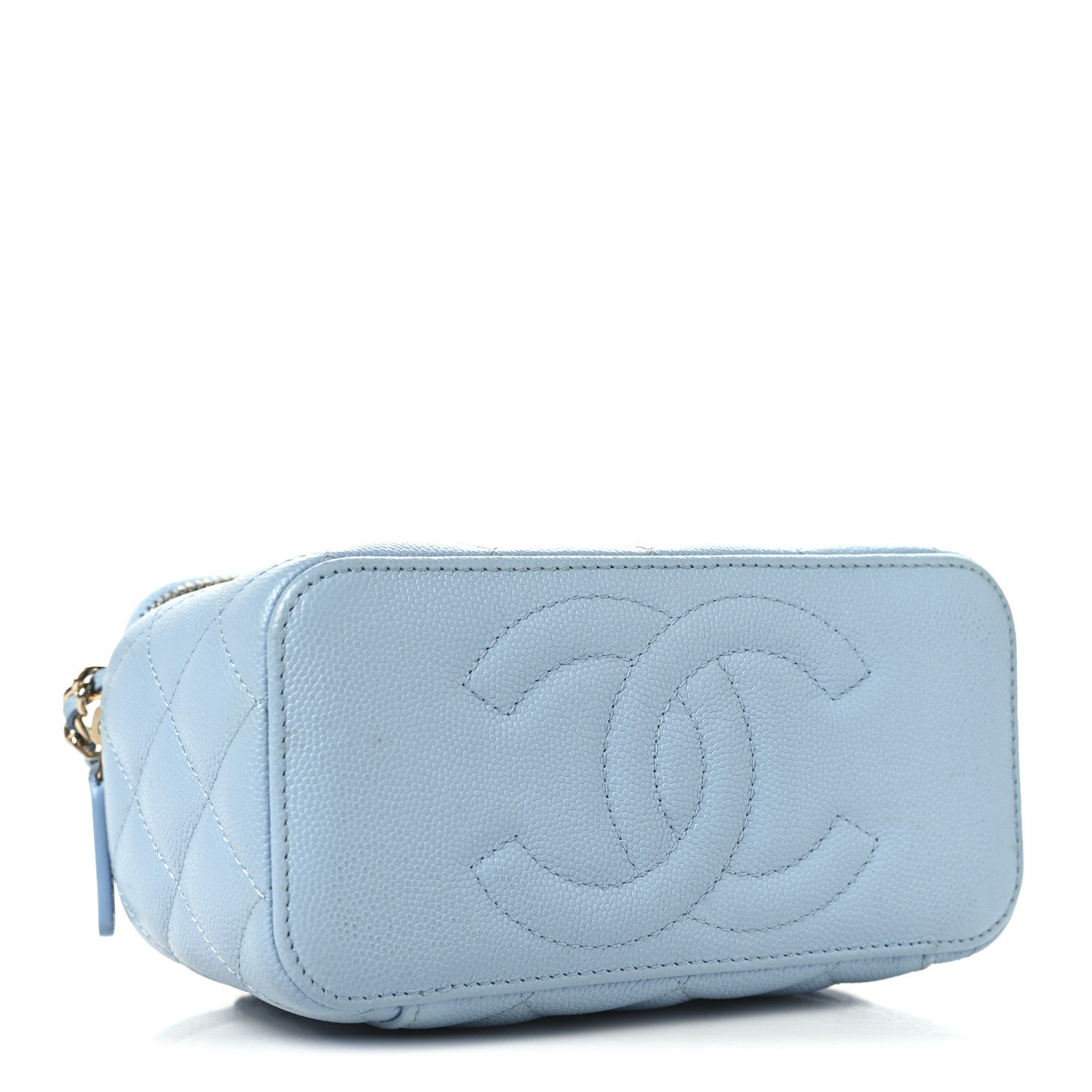 Chanel Caviar Quilted Small Tiny CC Vanity Case With Chain Light Blue Light Blue 4 of 13