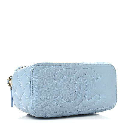 Chanel Caviar Quilted Small Tiny CC Vanity Case With Chain Light Blue Light Blue 4 of 13