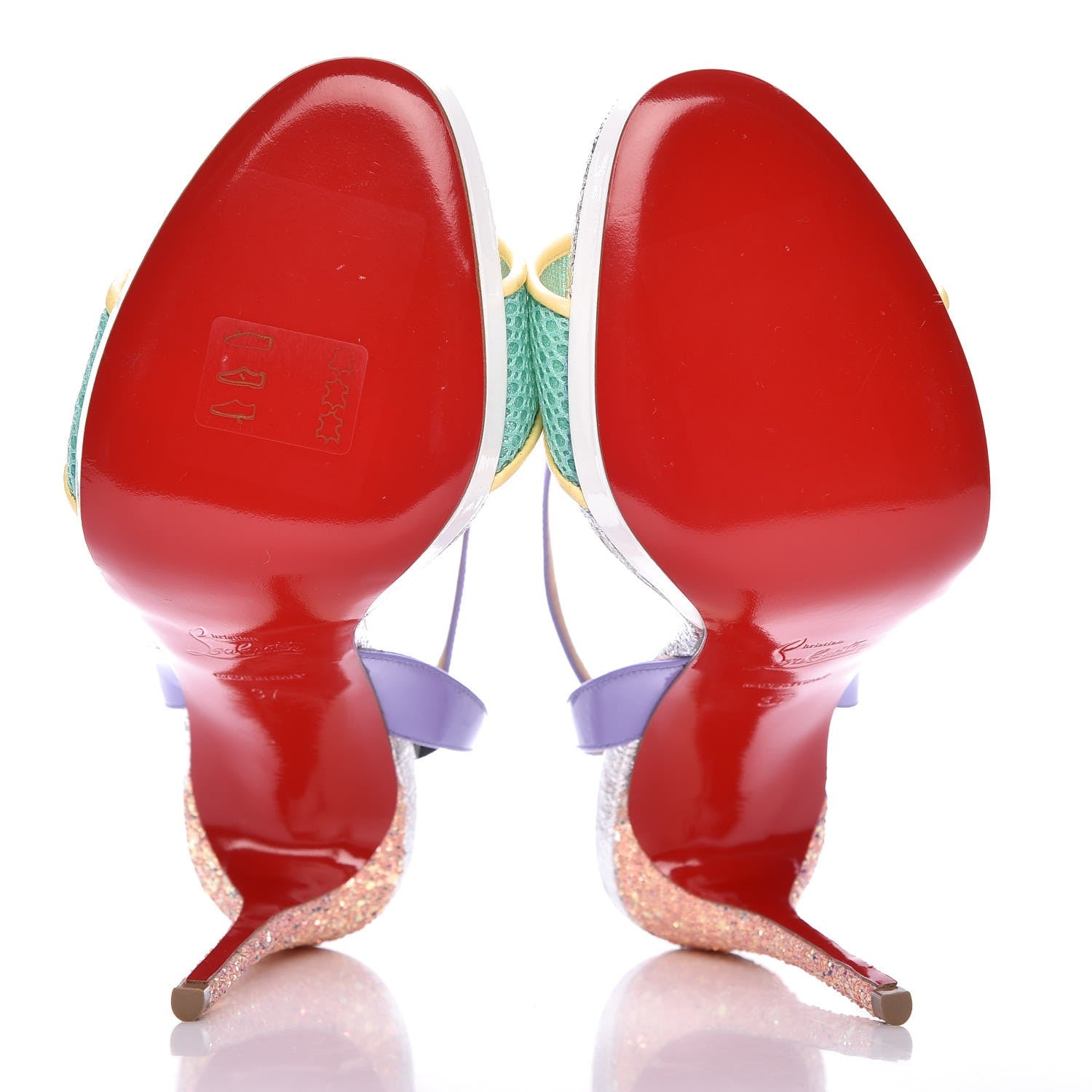 Christian Louboutin Patent Rete Glitter Discoport 120 Sandals 37 Opal 5 of 7