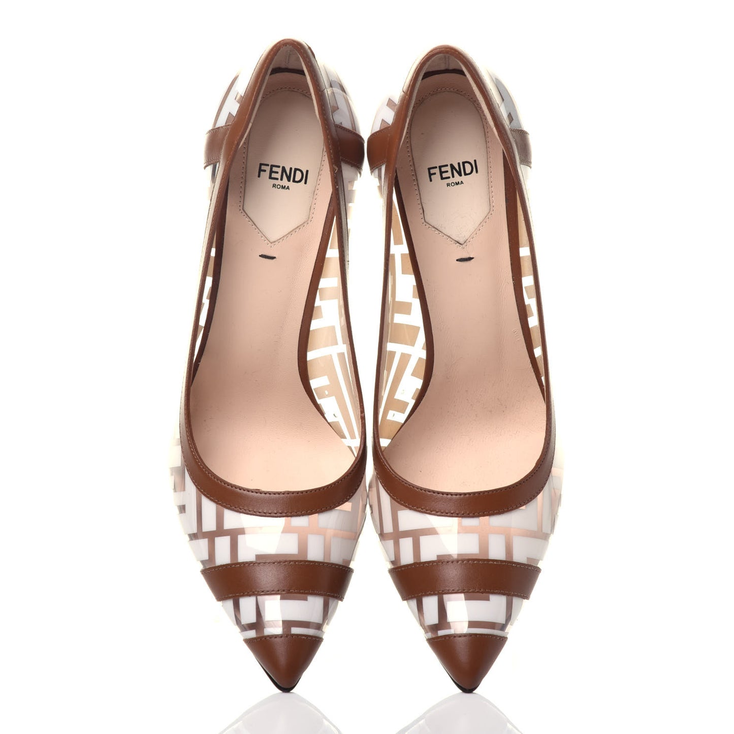 PVC Calfskin FF Colibri High-Heel Pumps 39 White Cuoio