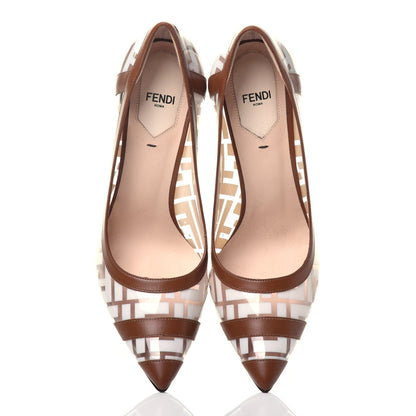 Fendi PVC Calfskin FF Colibri High-Heel Pumps 39 White Cuoio 5 of 8