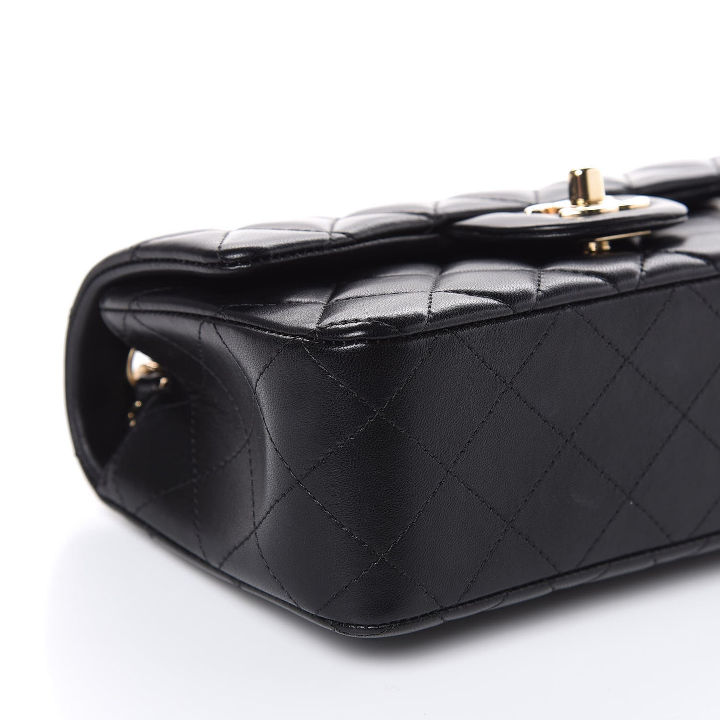 Lambskin Quilted Mini Rectangular Flap Black