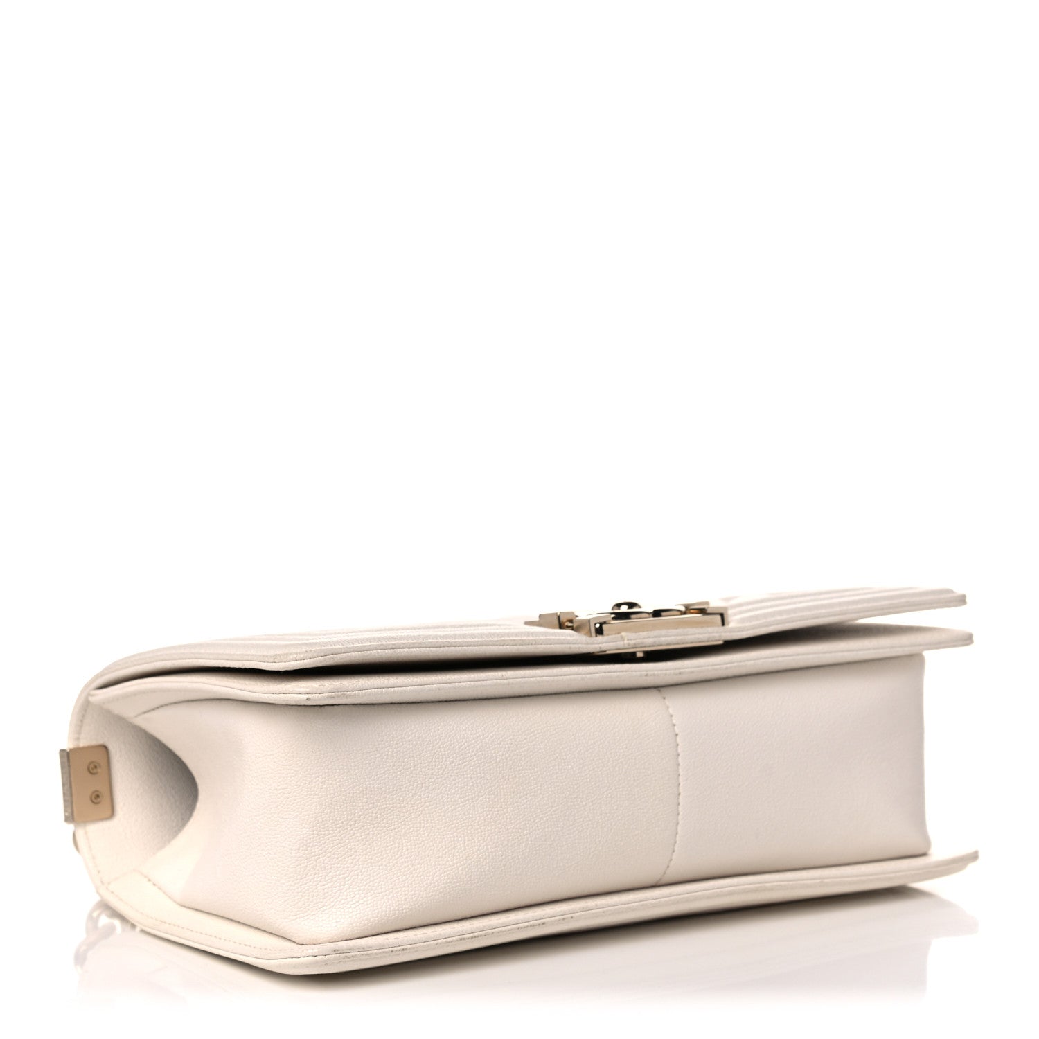 Chanel Caviar Chevron Quilted Medium Boy Flap White 4 of 10