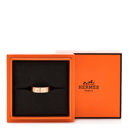Hermes 18K Rose Gold Diamond PM Kelly Ring 54 6.75 5 of 5