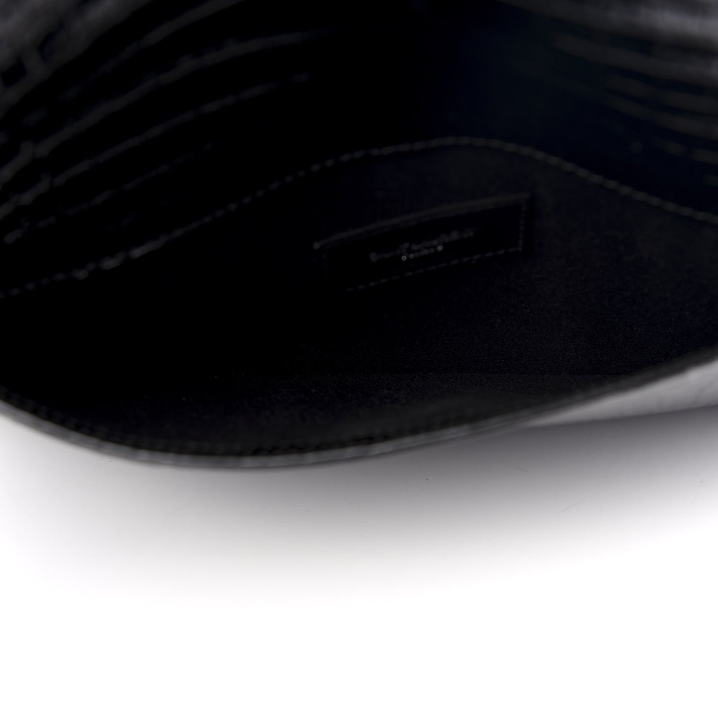Calfskin Crocodile Embossed Uptown Monogram Clutch Black