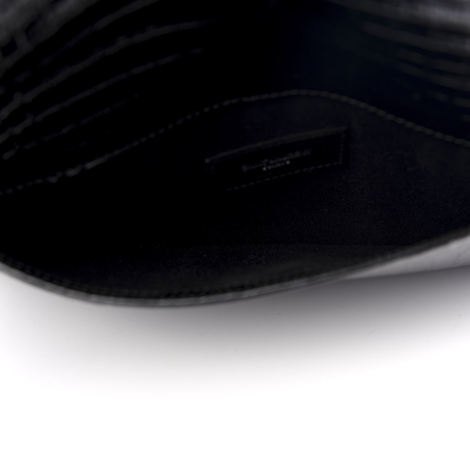 Saint Laurent Calfskin Crocodile Embossed Uptown Monogram Clutch Black 4 of 7