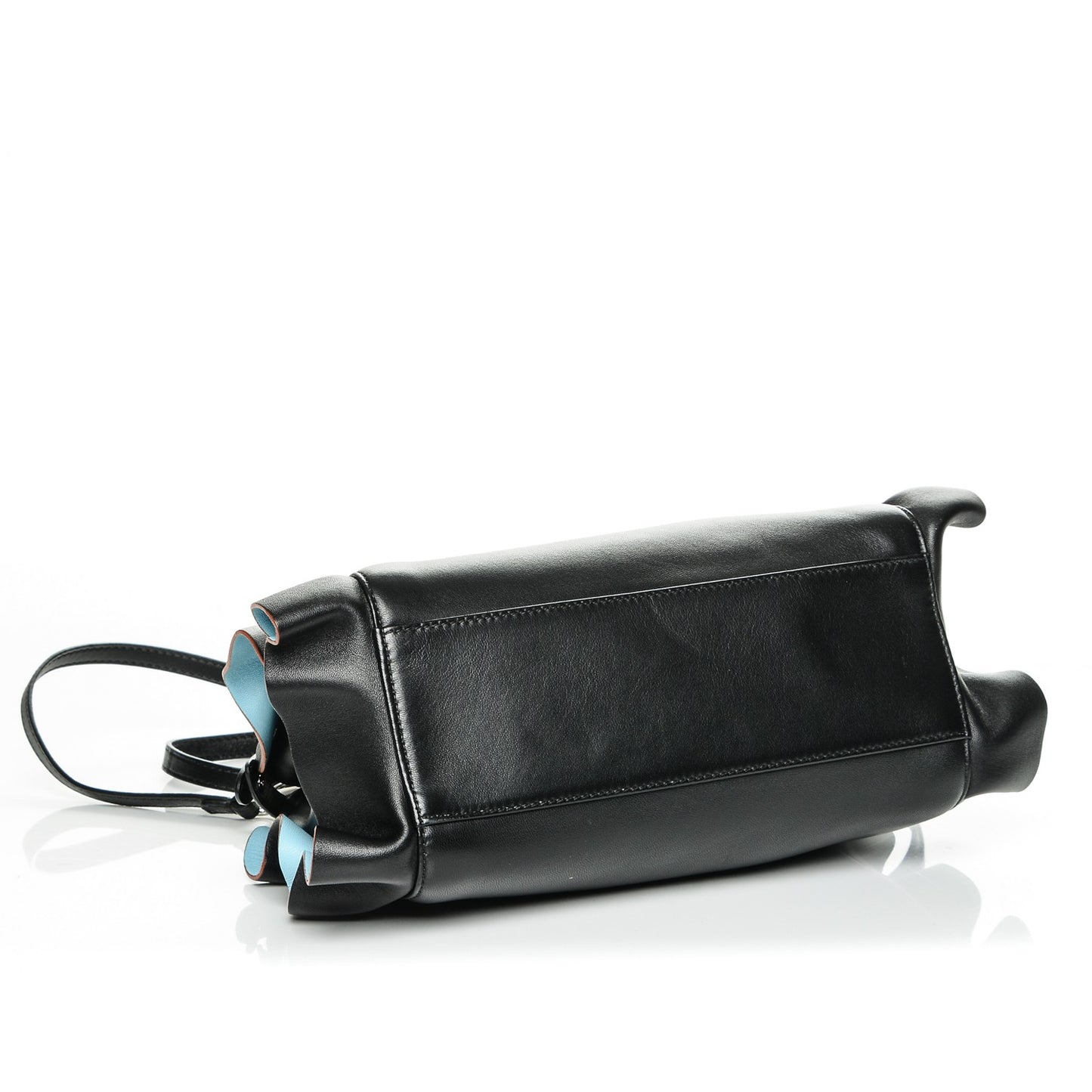 Nappa Waves Bi-Color Mini Peekaboo Iconic Satchel Black Turchese