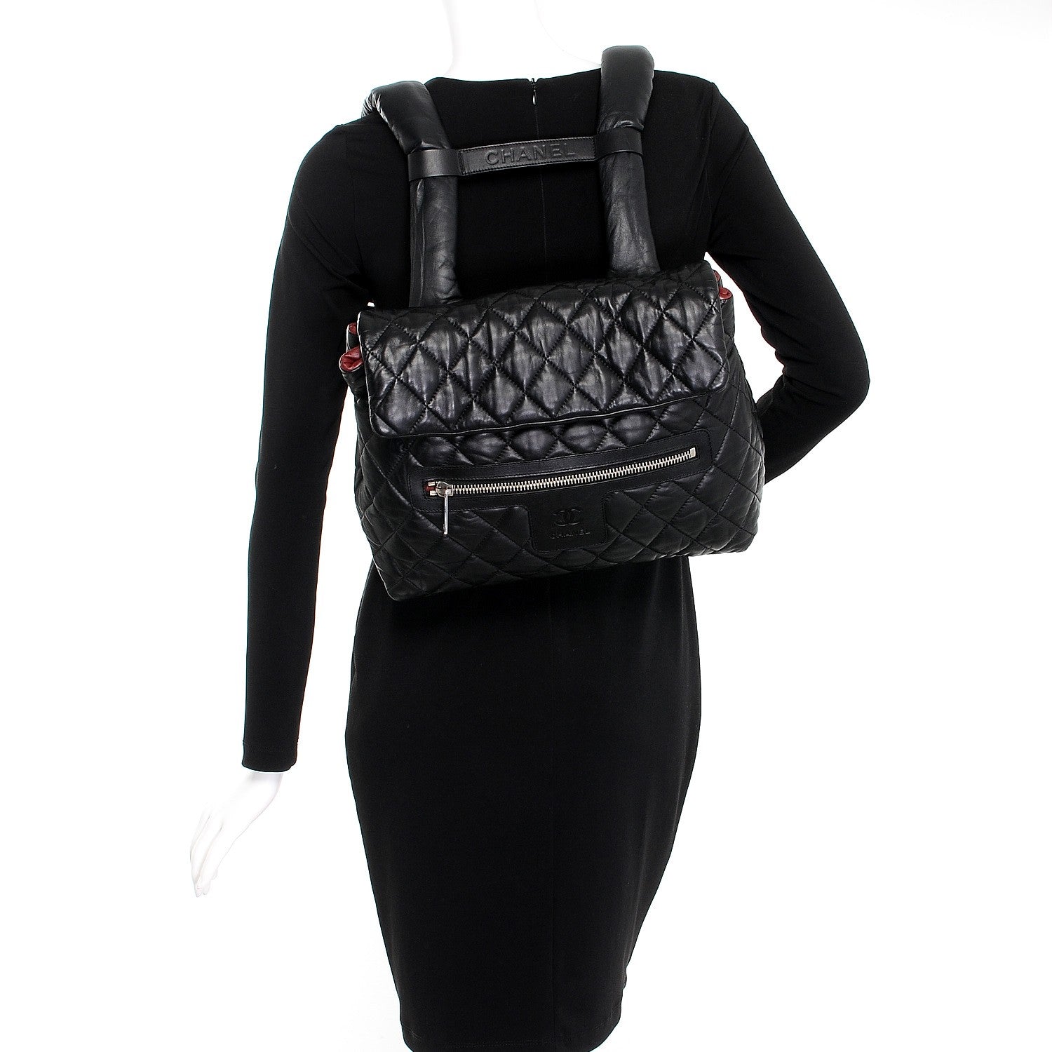 Chanel Lambskin Quilted Coco Cocoon Backpack Black 2 of 8