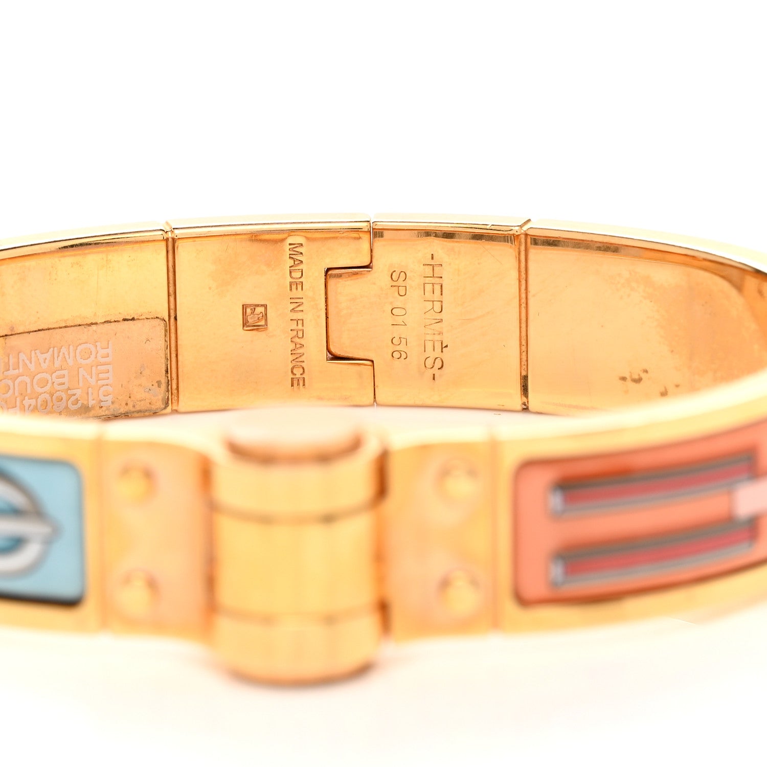 Hermes Enamel Printed Narrow En Boucles Hinged Bracelet S Romantique 4 of 5