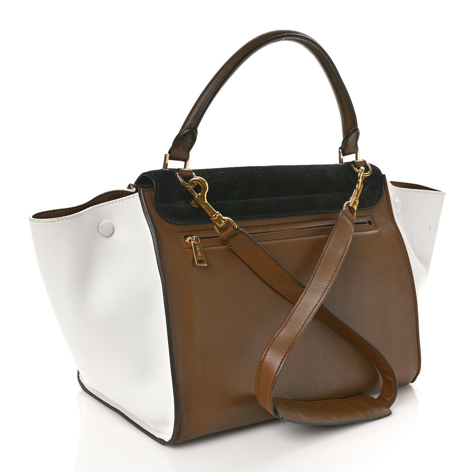 Celine Smooth Calfskin Suede Medium Tri-Color Trapeze Black 2 of 10