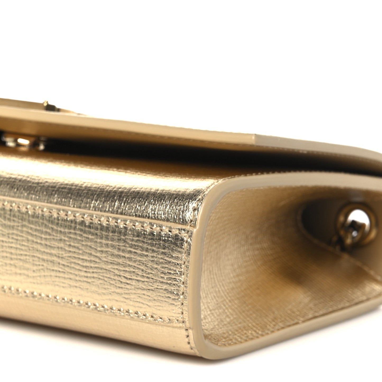 Metallic Calfskin Small Classic Monogram Kate Tassel Satchel Gold