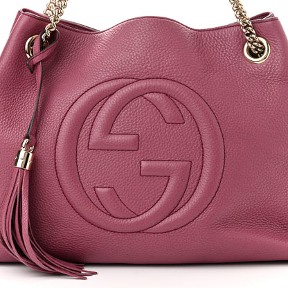 Gucci Pebbled Calfskin Medium Soho Chain Shoulder Bag Peonia Flower 8 of 10