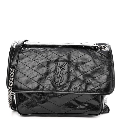 Saint Laurent Crinkled Calfskin Matelasse Monogram Large Niki Chain Satchel Black 1 of 9