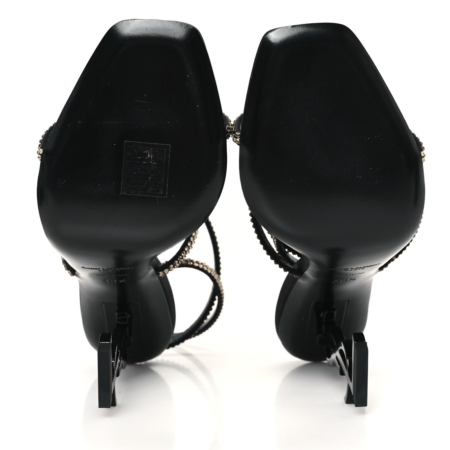 Crepe Satin Strass Opyum 110 Sandals 38.5 Black