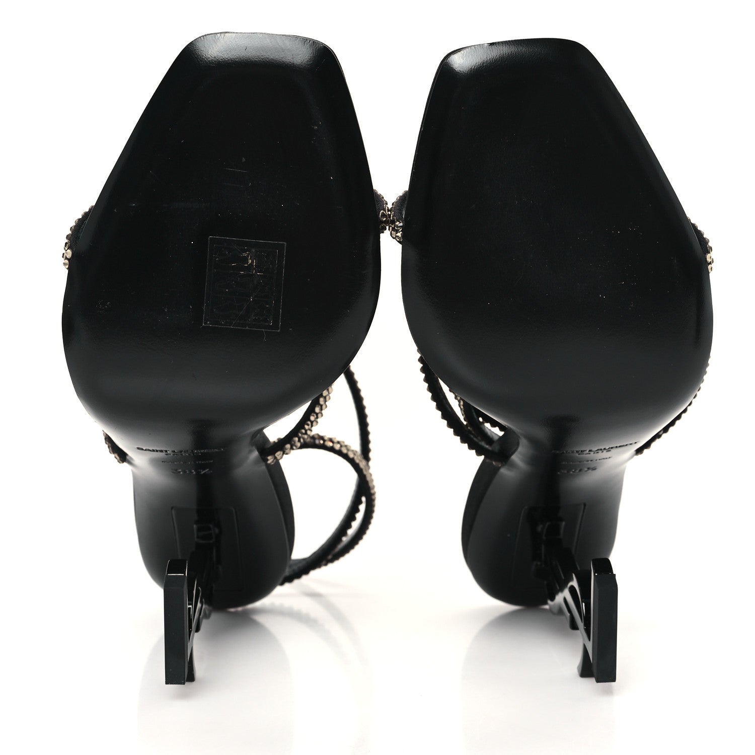Saint Laurent Crepe Satin Strass Opyum 110 Sandals 38.5 Black 6 of 9
