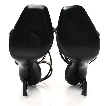 Saint Laurent Crepe Satin Strass Opyum 110 Sandals 38.5 Black 6 of 9