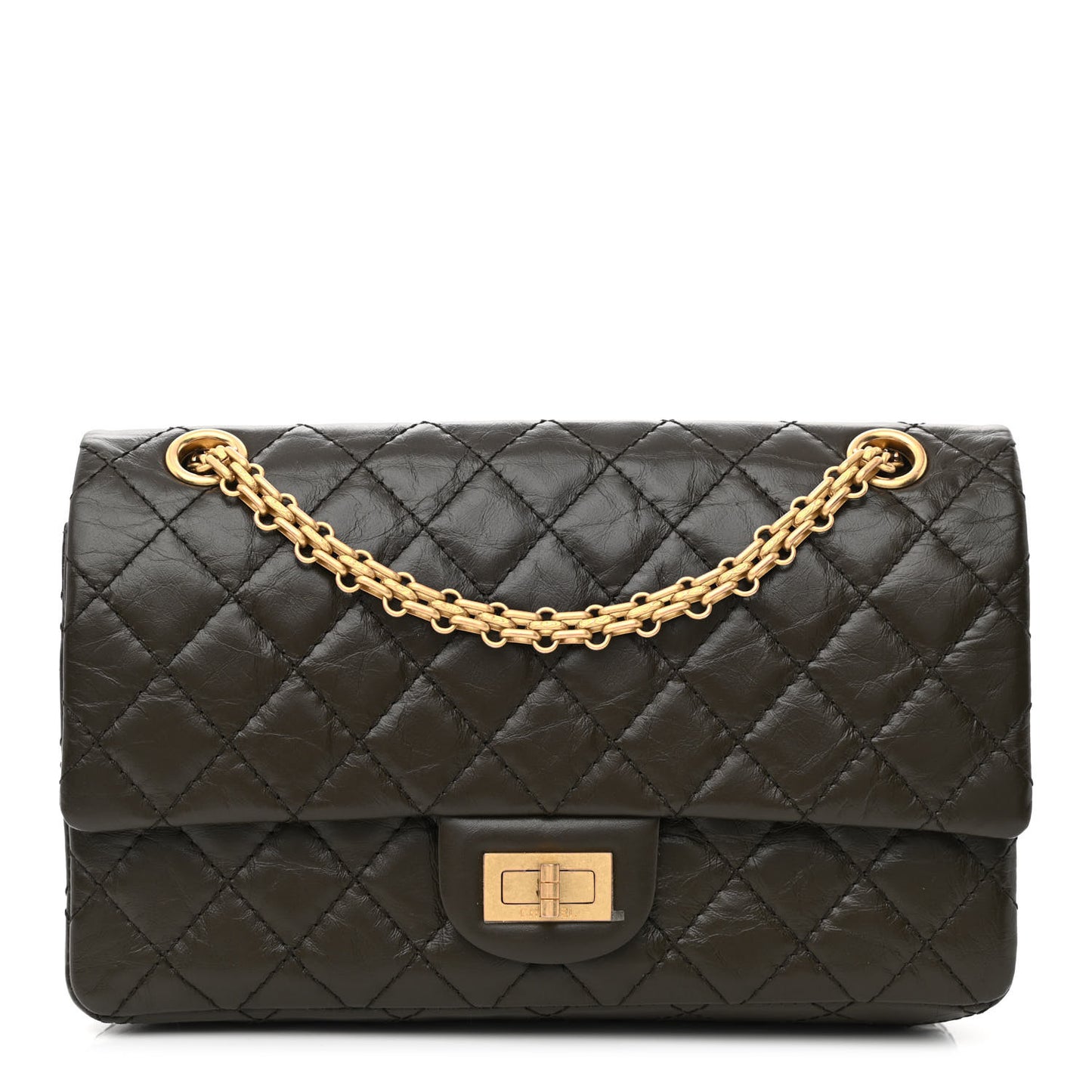 Aged Calfskin Quilted 2.55 Reissue 225 Flap Dark Green