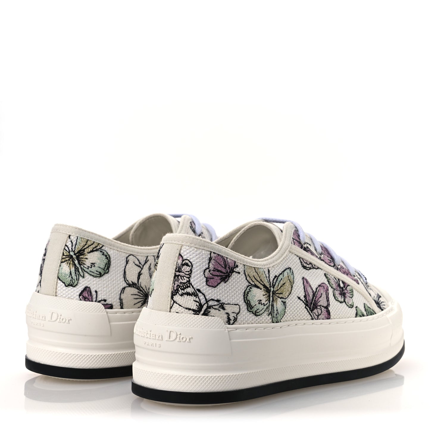 Canvas Jardin Botanique Embroidered Womens Walk'N'Dior Low Top Sneakers 38.5 White Multicolor
