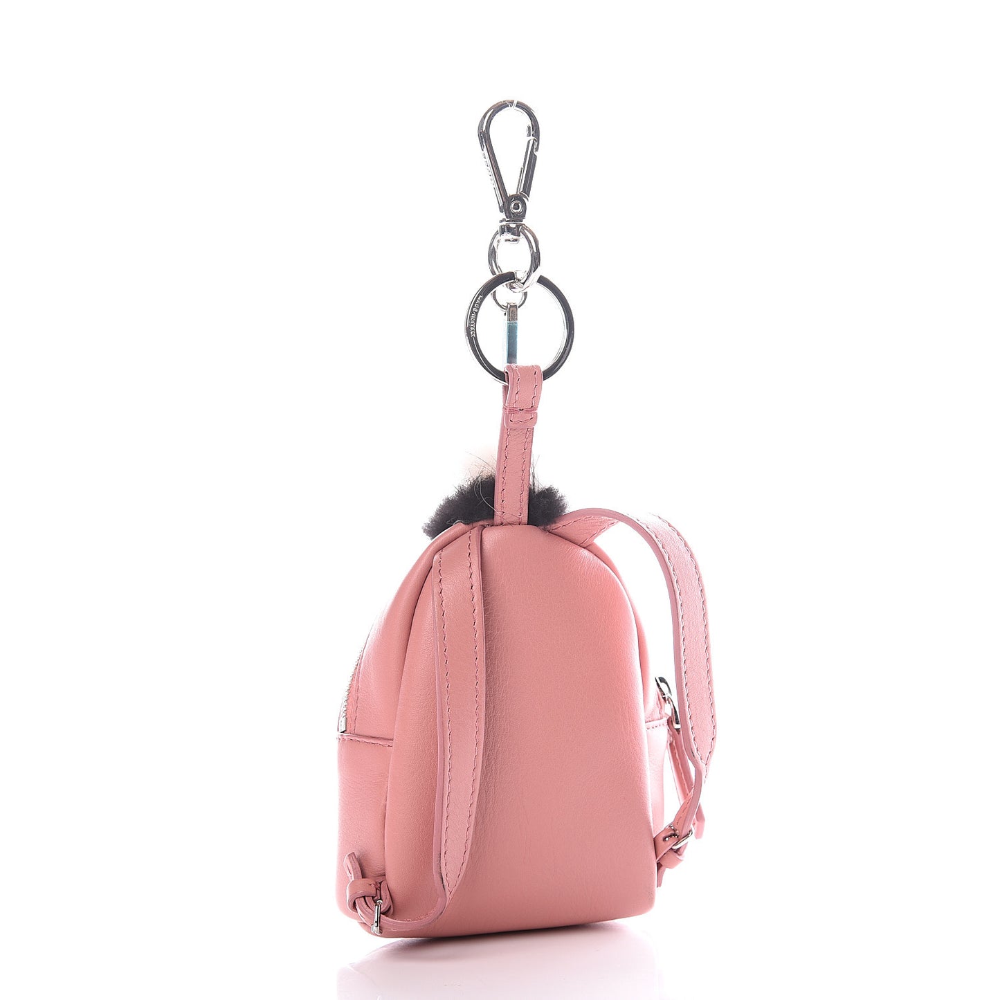 Vitello Dolce Elaphe Crystal Nutria Fox Fur Monster Eyes Mini Backpack Charm Bois de Rose Black Multicolor