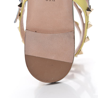 Valentino Garavani Calfskin Colorblock Rockstud Ankle Wrap Flat Thong Sandals 39.5 Multicolor 8 of 12