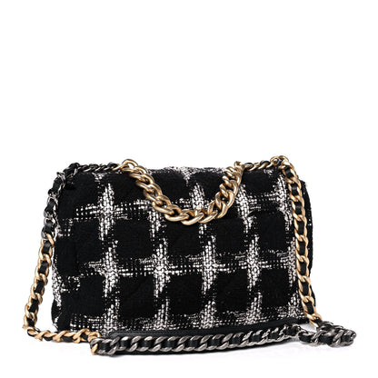 Chanel Tweed Quilted Medium Chanel 19 Flap Black White 2 of 10