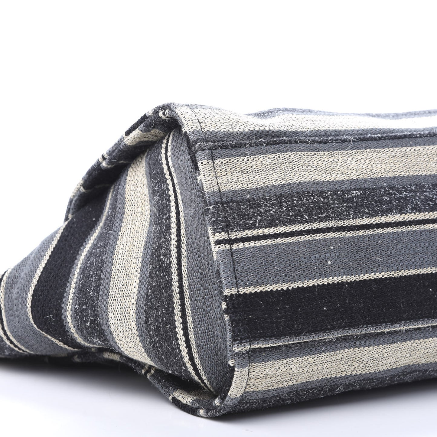 Striped Canvas Medium Deauville Tote Black