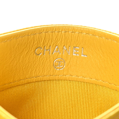 Chanel Caviar Chevron Quilted Card Holder Yellow 7 of 11