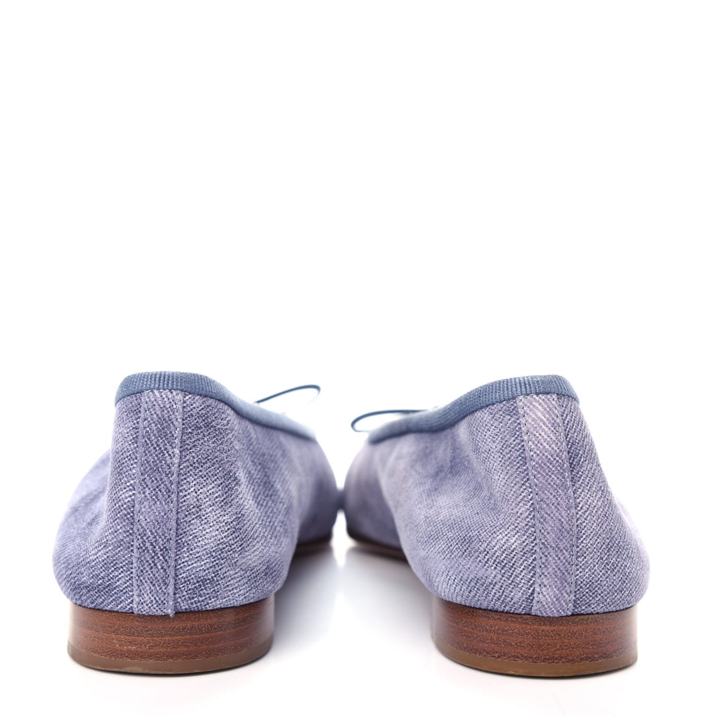 Satin Denim Goatskin CC Cap Toe Ballerina Flats 37 Blue