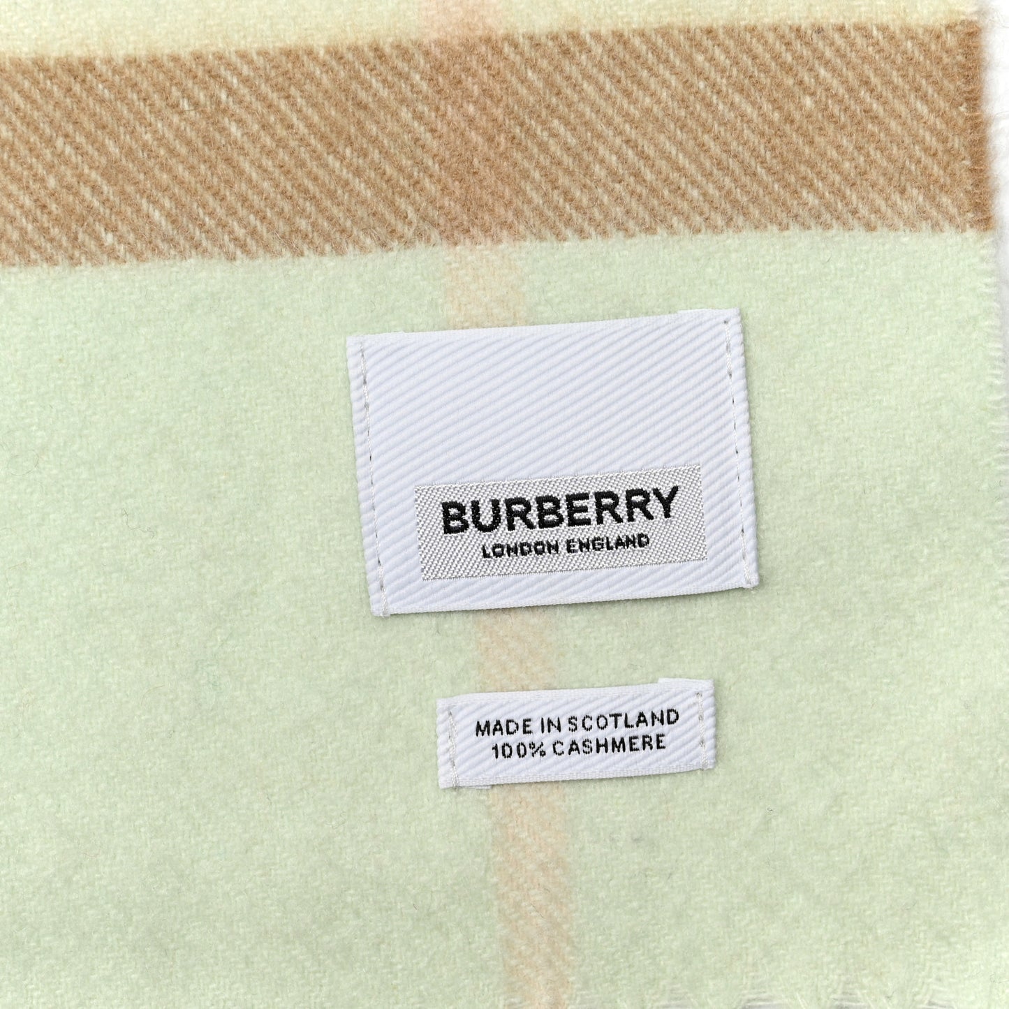 Cashmere Giant Check Fringe Scarf Pistachio
