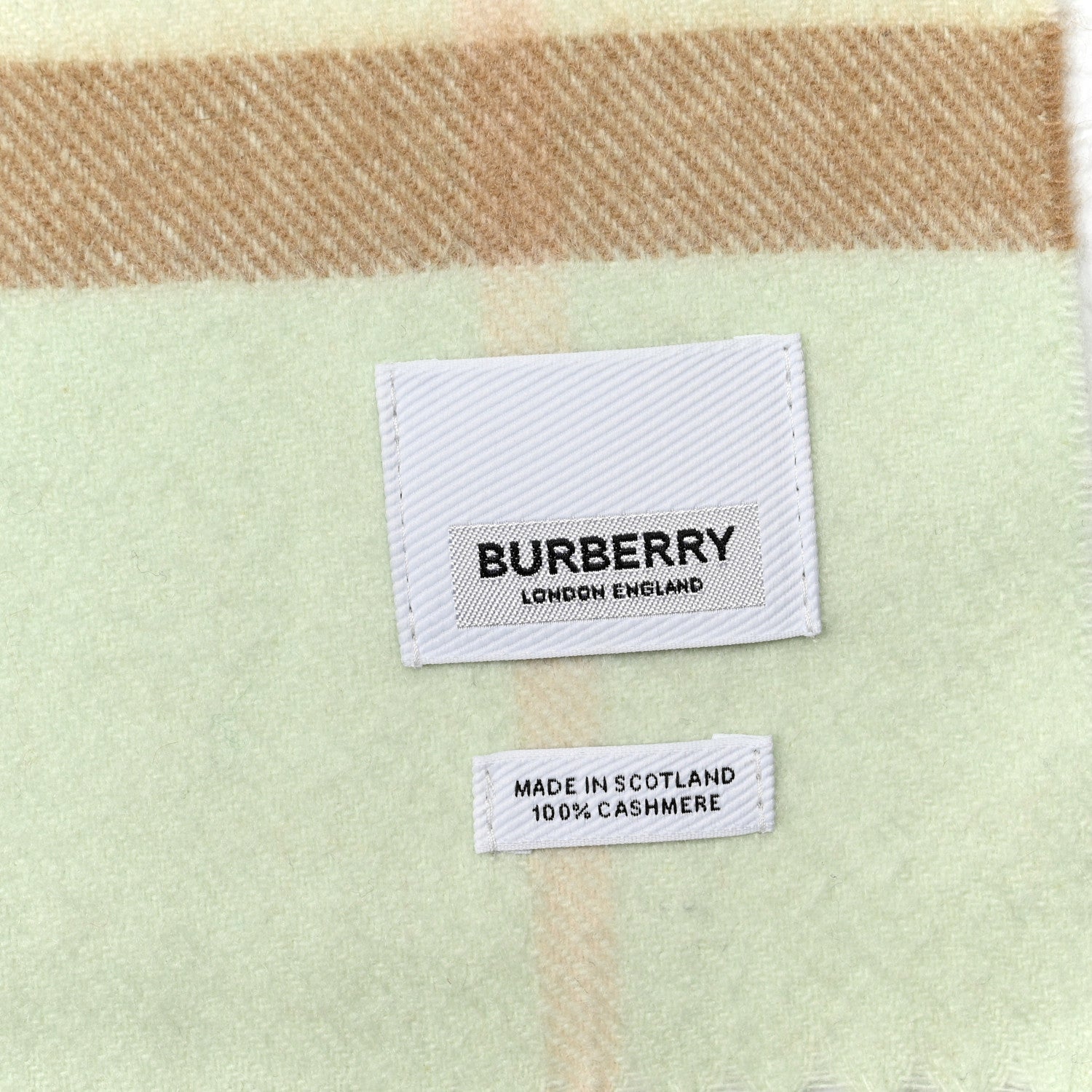 Burberry Cashmere Giant Check Fringe Scarf Pistachio 3 of 3