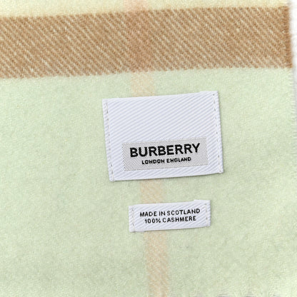 Burberry Cashmere Giant Check Fringe Scarf Pistachio 3 of 3