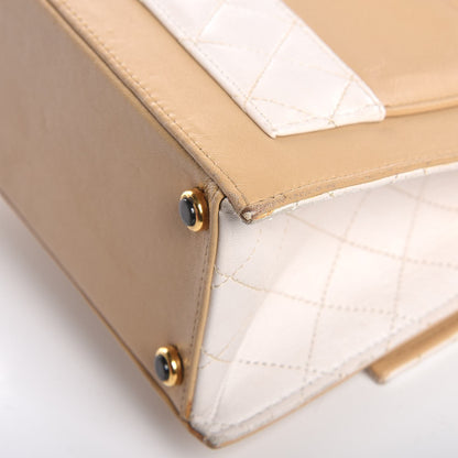Chanel Lambskin Quilted Trapezoid Shoulder Flap Bag Beige White 12 of 13